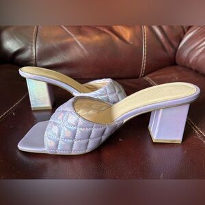 Urban Outfitters UO Square Lavender hologram Quilted Women's Heels size 8 women